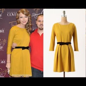 Anthropologie Girls From Savoy Fluted Goldenrod Ponte Dress